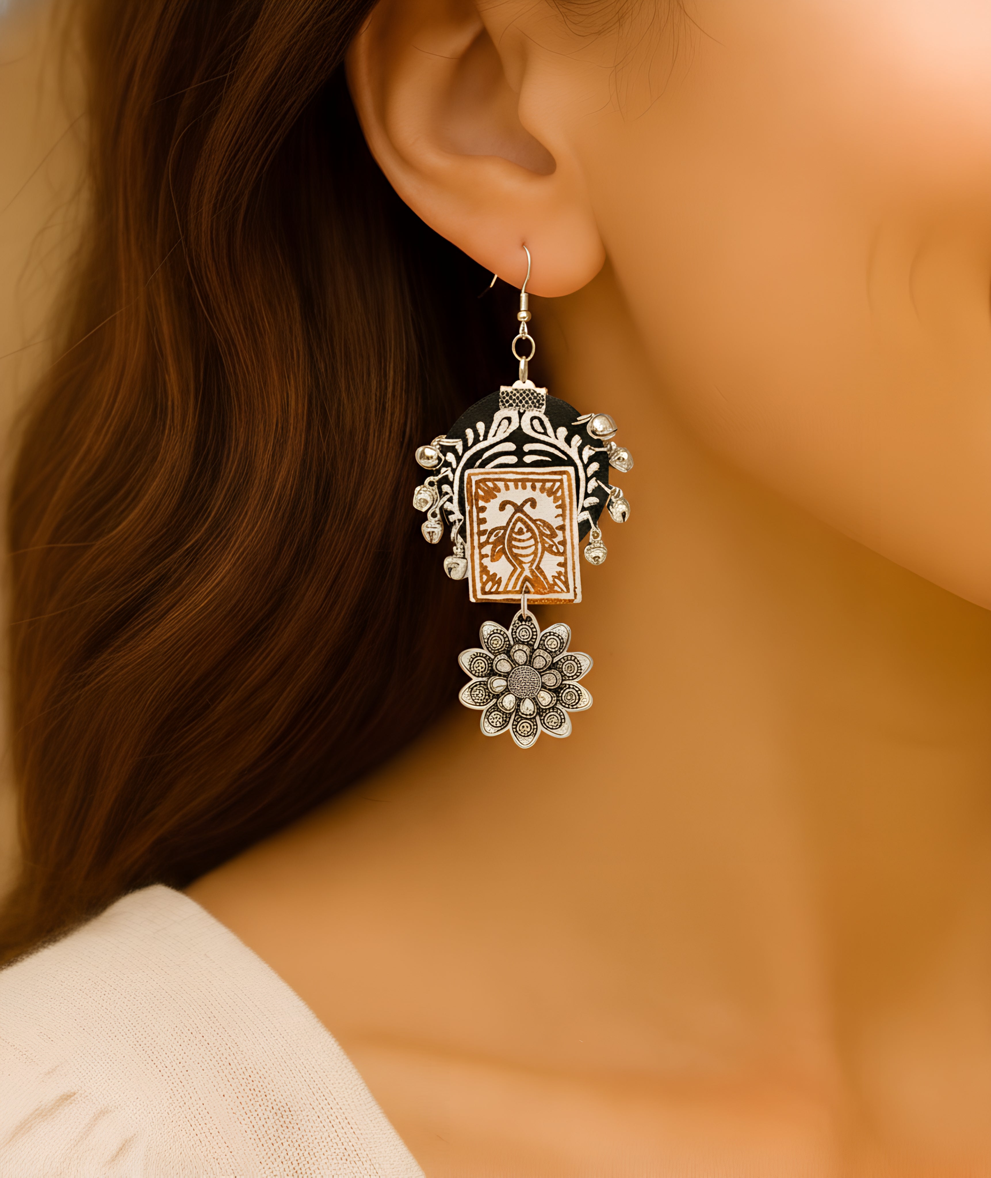 Bohemian Multi Color Handmade & Hand Painted Drop Earrings
