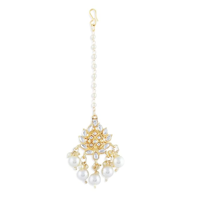Gold Kundan Delicate Floral Wedding Maangtikka For Women & Girls