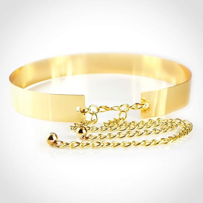 Adjustable Metal Plate Type Golden Waist Belt