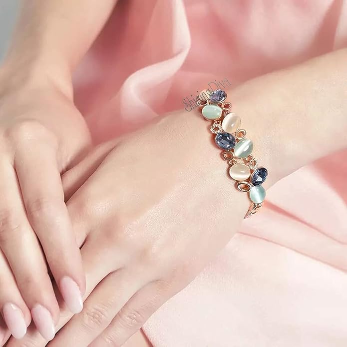 Stylish Rose Gold Austrian Crystal Bracelet For Women And Girls