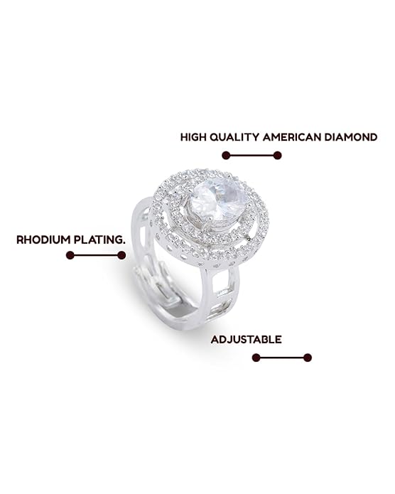 Elegant American diamond /Crystal studded Adjustable Finger Ring