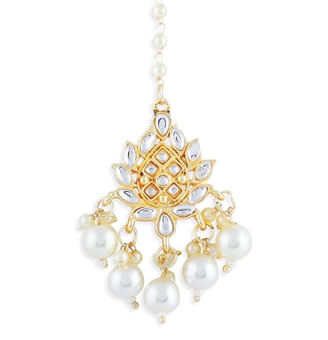 Gold Kundan Delicate Floral Wedding Maangtikka For Women & Girls