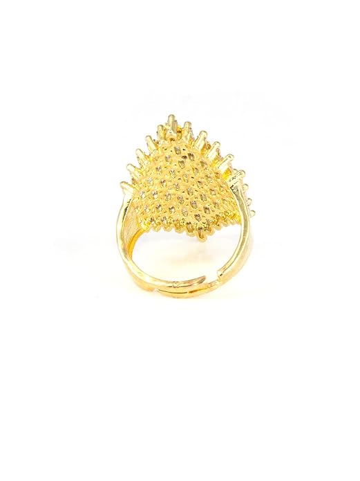 Gold Plated White Amerian Diamond Adjustable Ring