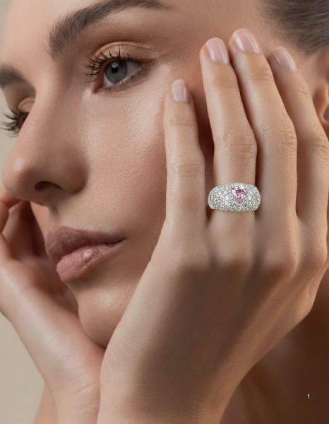 Crystal Stone and Cubic Zircon studded Statement Finger Ring