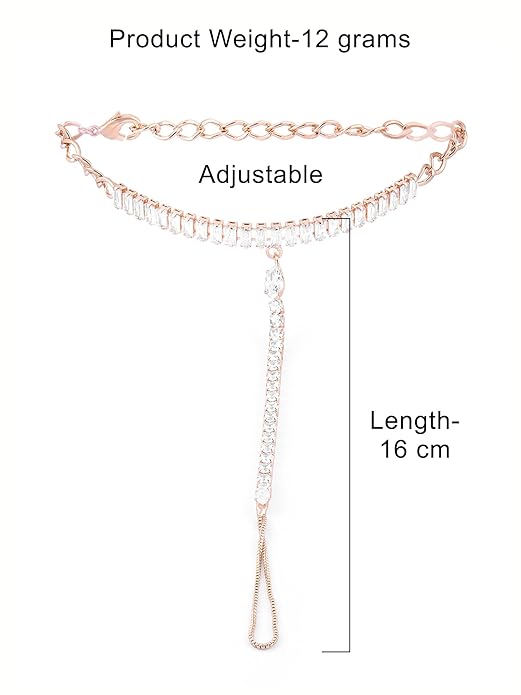 Rose Gold Cubic Zirconia Brass Hand Harness Bracelet