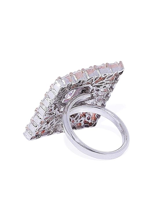 Gold Plated CZ Embellished Adjustable Finger Ring