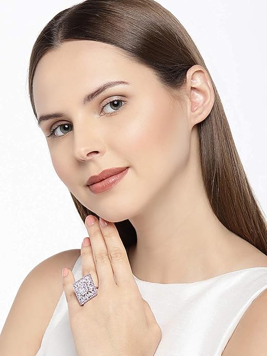 Gold Plated CZ Embellished Adjustable Finger Ring