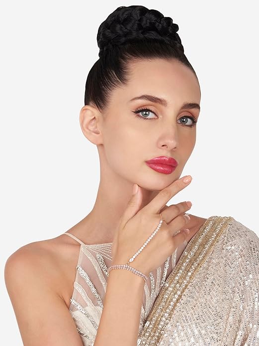 Rose Gold Cubic Zirconia Brass Hand Harness Bracelet