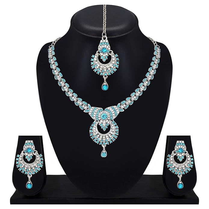 Delightful Rhodium Silver Plated Alloy Choker Necklace Set For Women