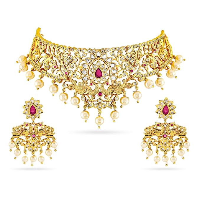 Gold Plated Cubic Zirconia Studded Handcrafted Jewelry Set
