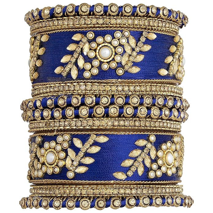 Silk Thread Kundan & Stone Studded Chuda Bangles
