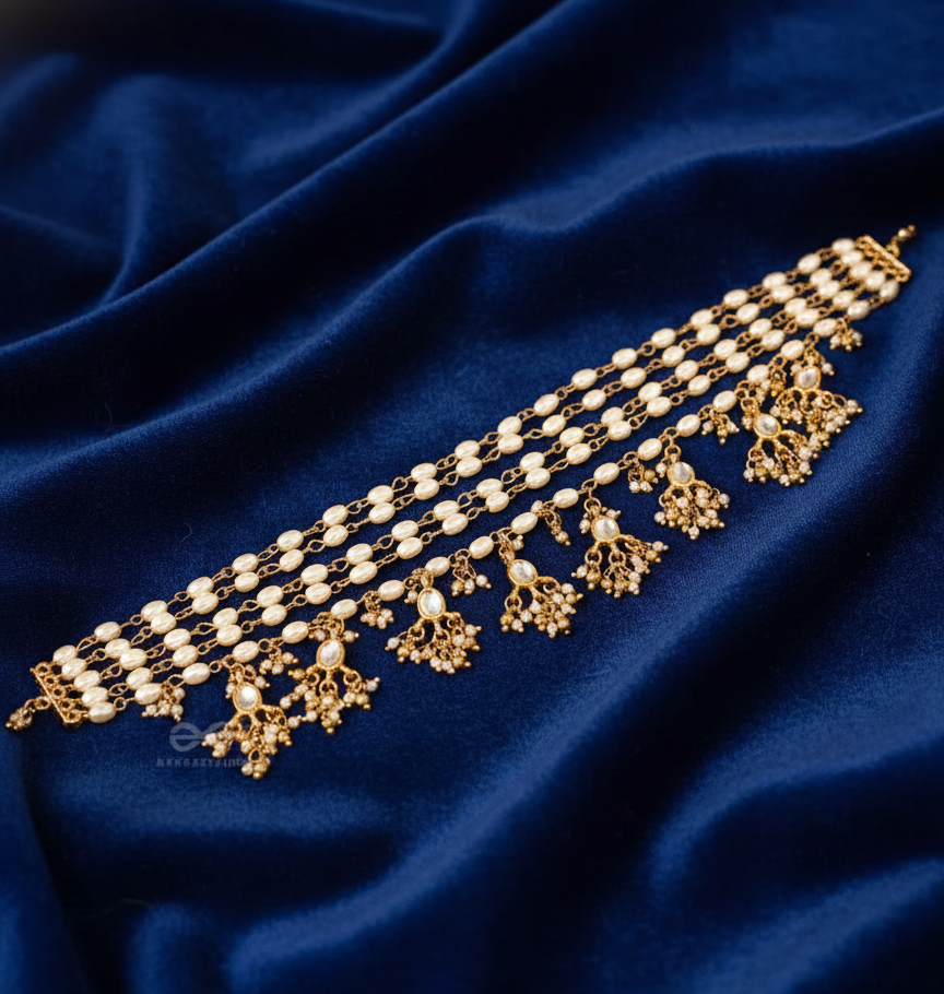Handmade Kundan Set With Necklace, Earrings And Maangtika