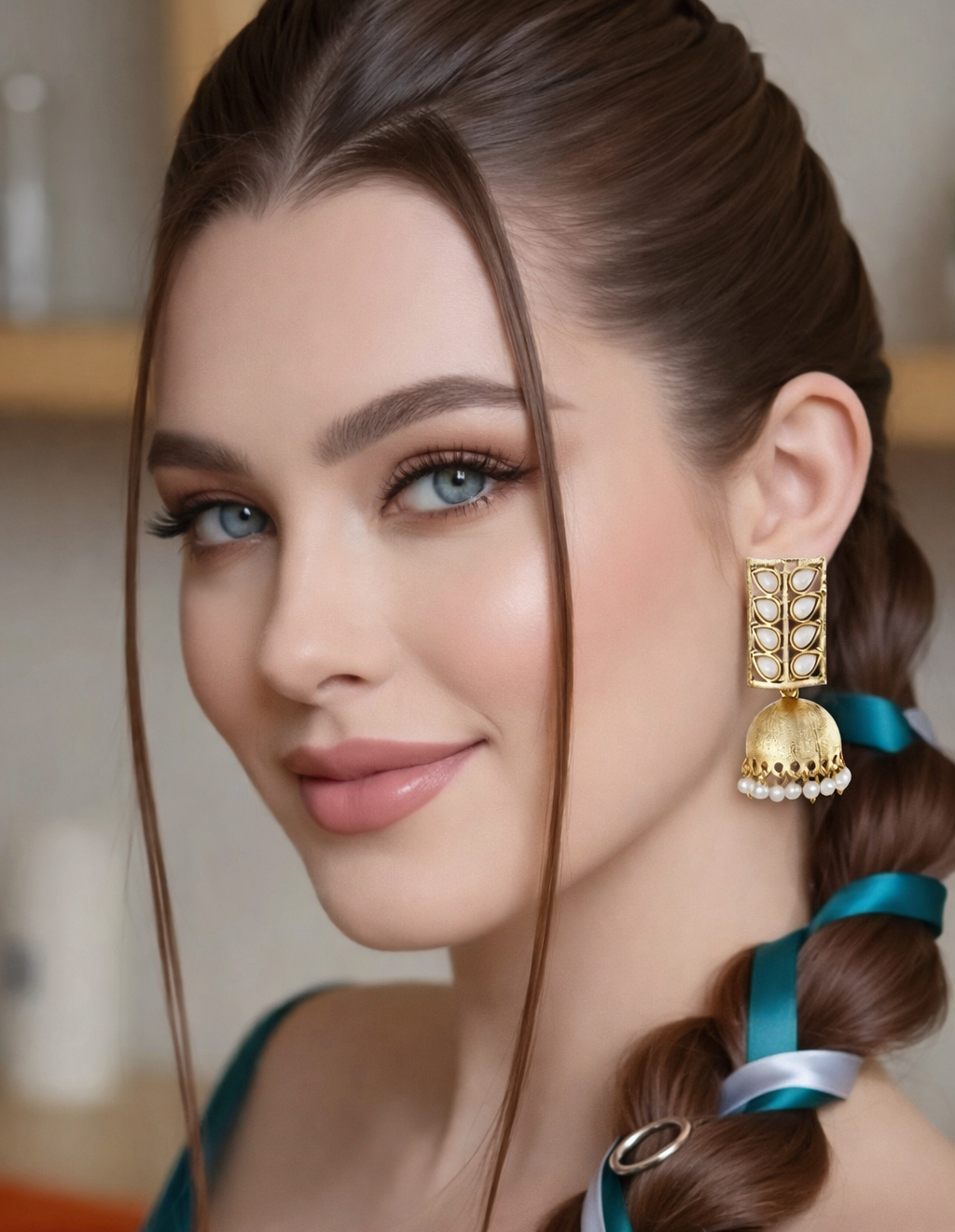 Handcrafted Pearl Golden Jhumki/Jhumka Earrings