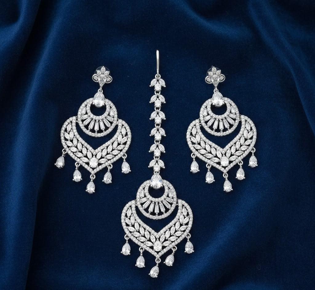 Stylish Shiny Head Jewelry and Earring Set
