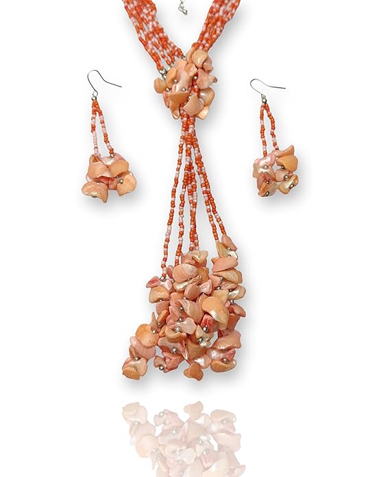 Handcrafted Pearl Beaded Necklace and Earrings Set