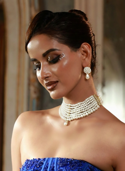 Pearl Beaded Kundan Choker Necklace Set