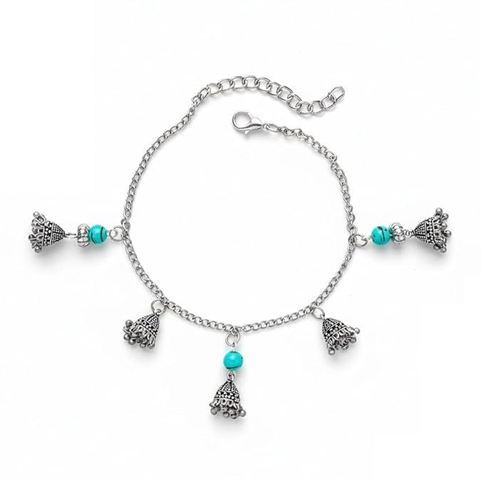 Boho Oxidized Beaded Anklet for Women