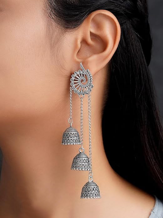 Ethnic Triple Tier Jhumka Earrings