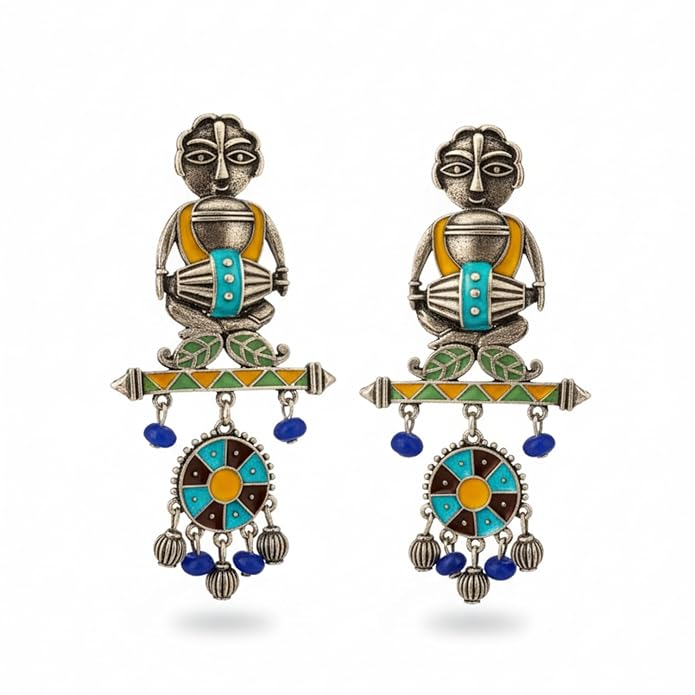 Village Whirl Tribal Oxidized Earring