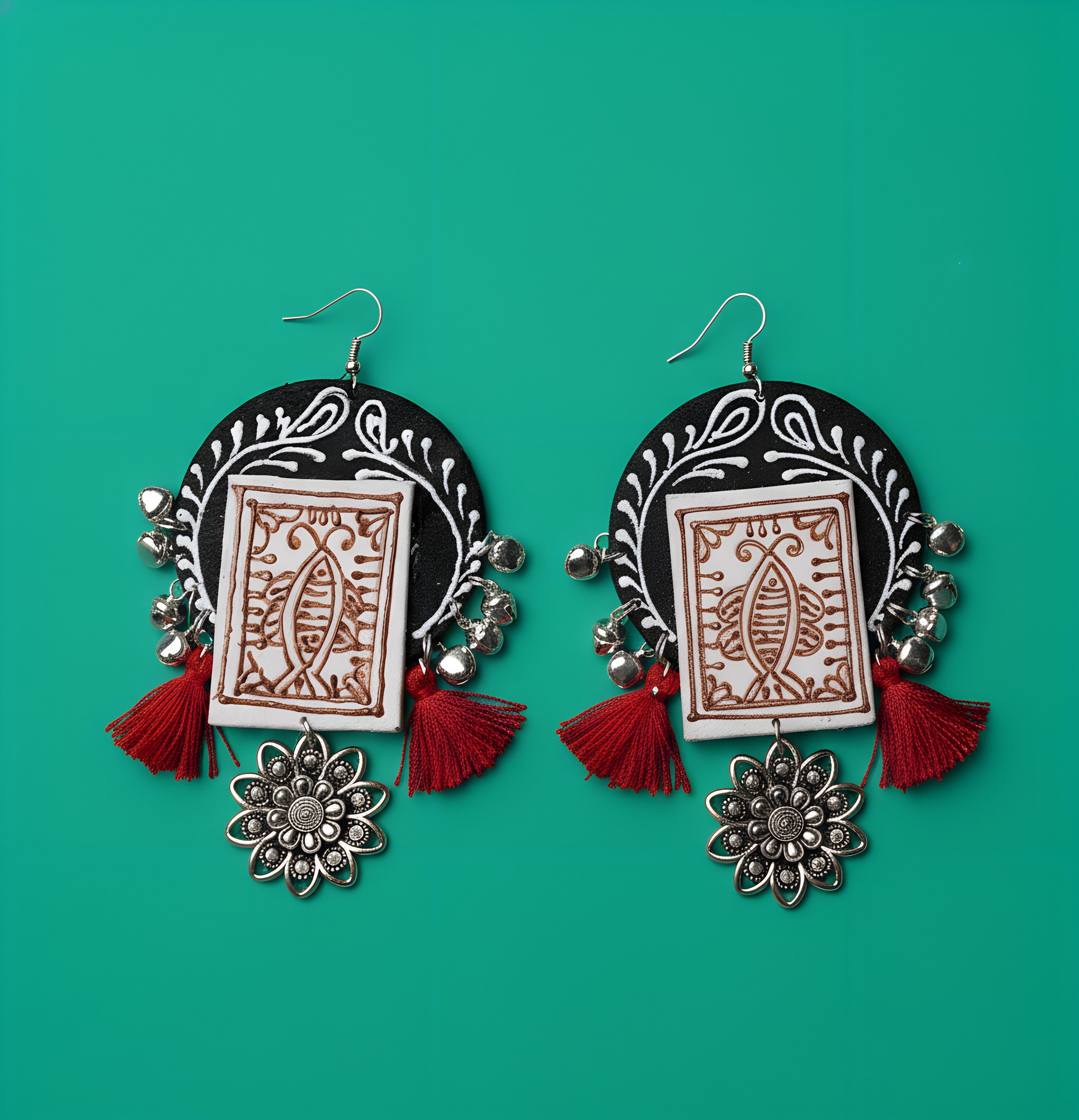 Bohemian Multi Color Handmade & Hand Painted Drop Earrings