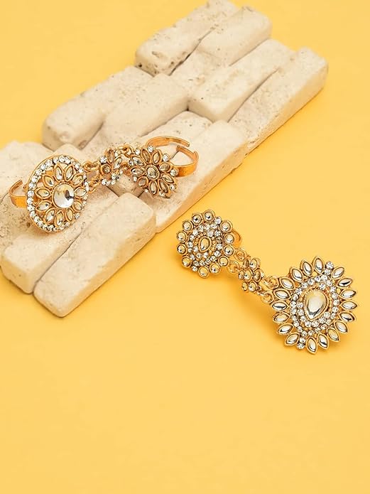Combo of 2 Gold Tone Dual Adjustable Finger Ring