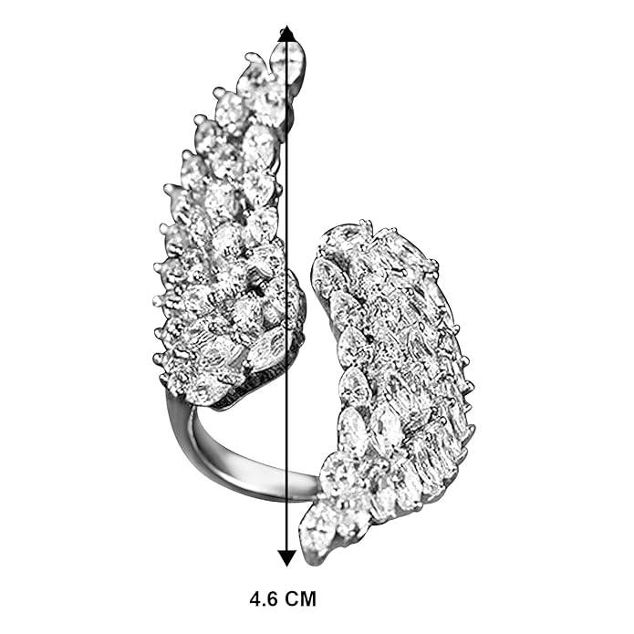 American Diamond Studded Silver Plated Finger Ring