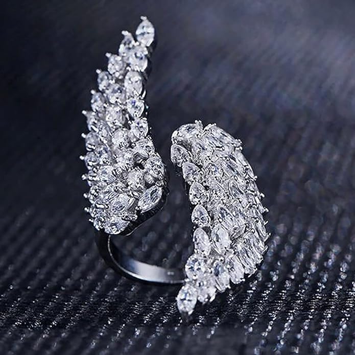 American Diamond Studded Silver Plated Finger Ring