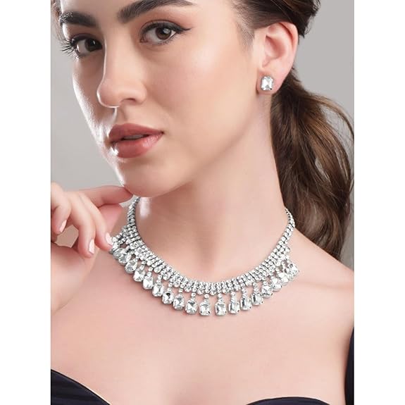 American Diamond Zirconia Studded Trendy Stylish Jewelry Set