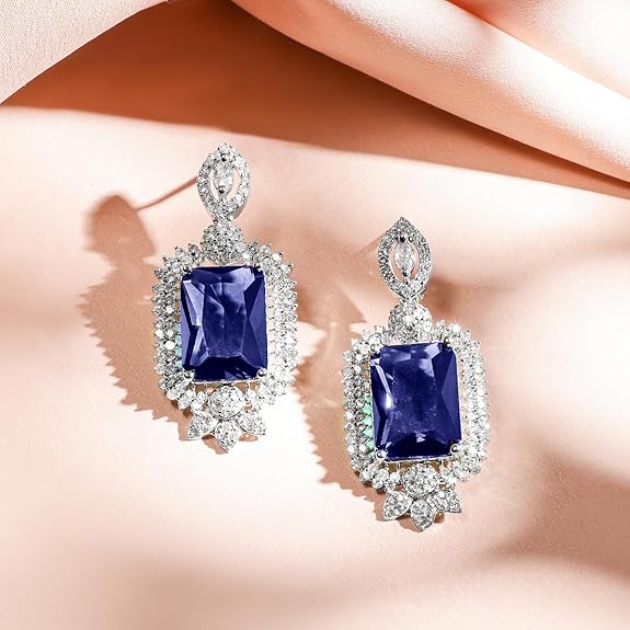 Blue American Diamond Zirconia Necklace Set