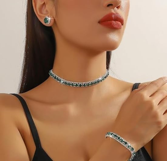 Stylish Crystal Bracelet Earrings Necklace Combo Jewelry Set