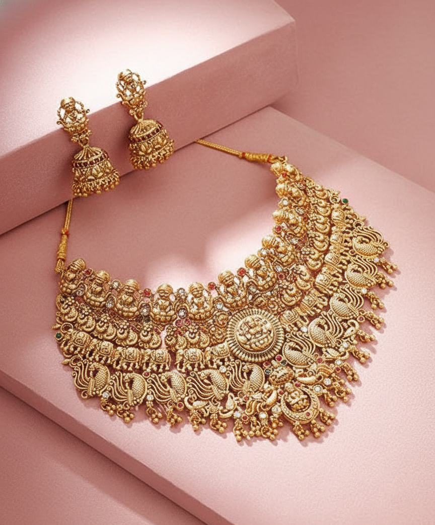 Antique Gold Plated Temple Jewelry Set