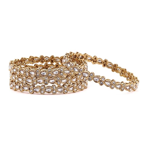 Set of 4 Kundan Studded Ethnic Stylish Trendy Bangles