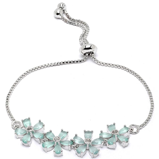 American Diamond studded Floral Shaped Link Bracelet