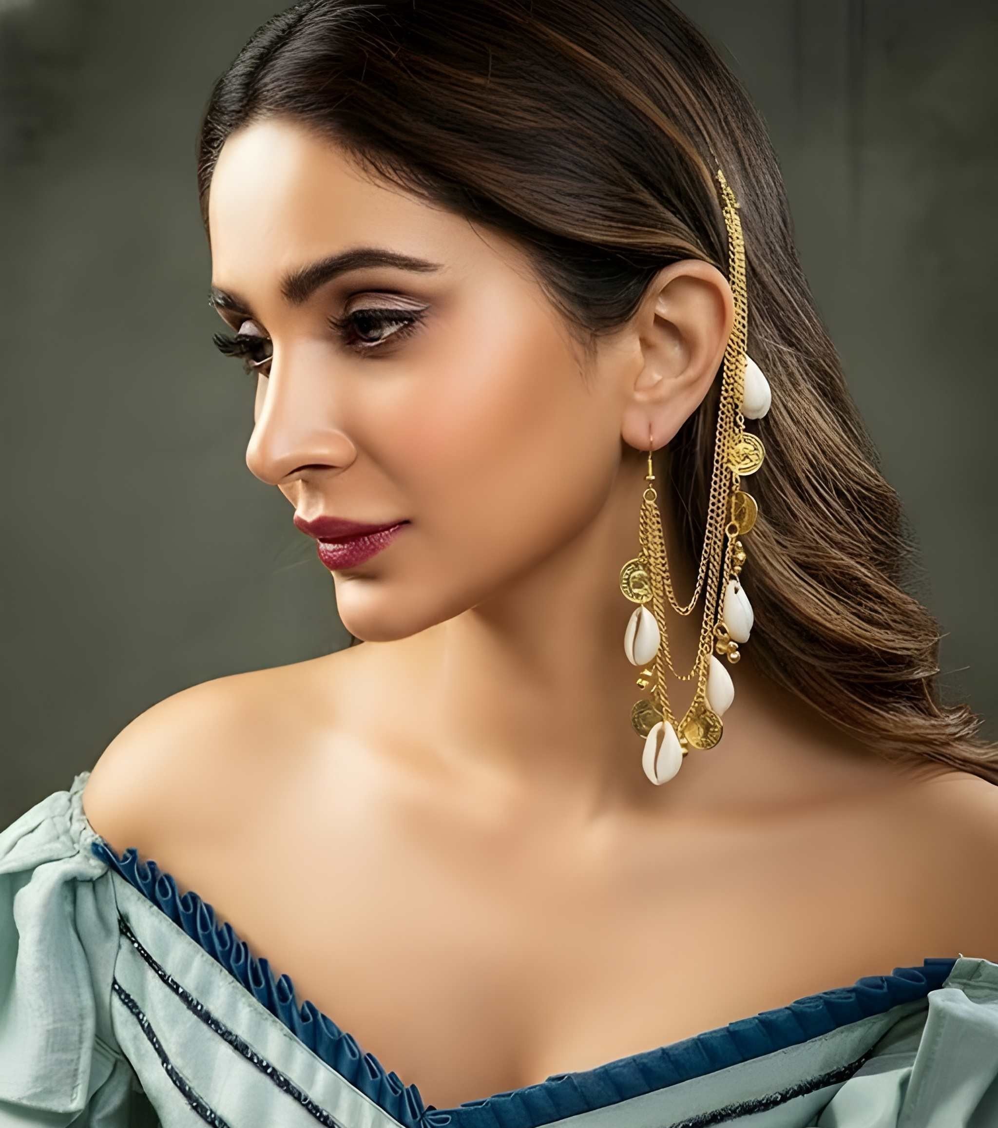 Ethnic/Boho Long Shell Earrings- Kaan Chain
