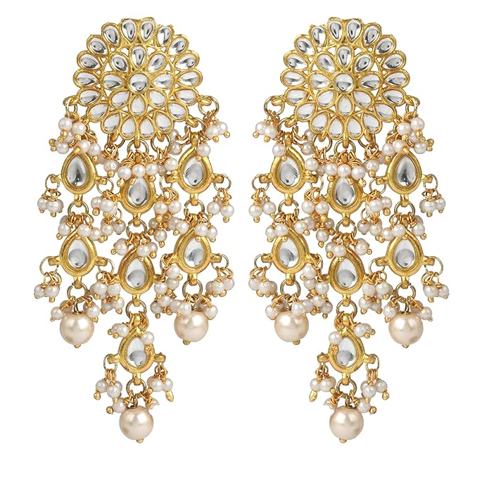 Gold Plated Kundan Tassel Earrings