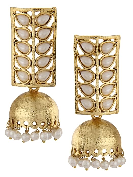 Handcrafted Pearl Golden Jhumki/Jhumka Earrings