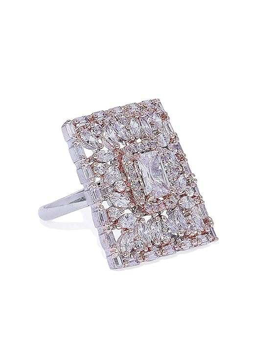 Gold Plated CZ Embellished Adjustable Finger Ring