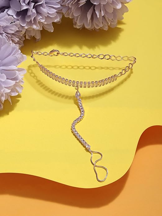 Rose Gold Cubic Zirconia Brass Hand Harness Bracelet