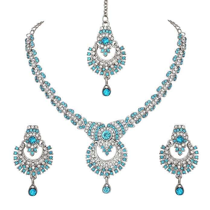 Delightful Rhodium Silver Plated Alloy Choker Necklace Set For Women