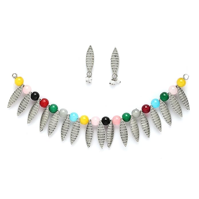 Antique German Silver Oxidized Plated Tribal Cotton Thread Jewelry Set