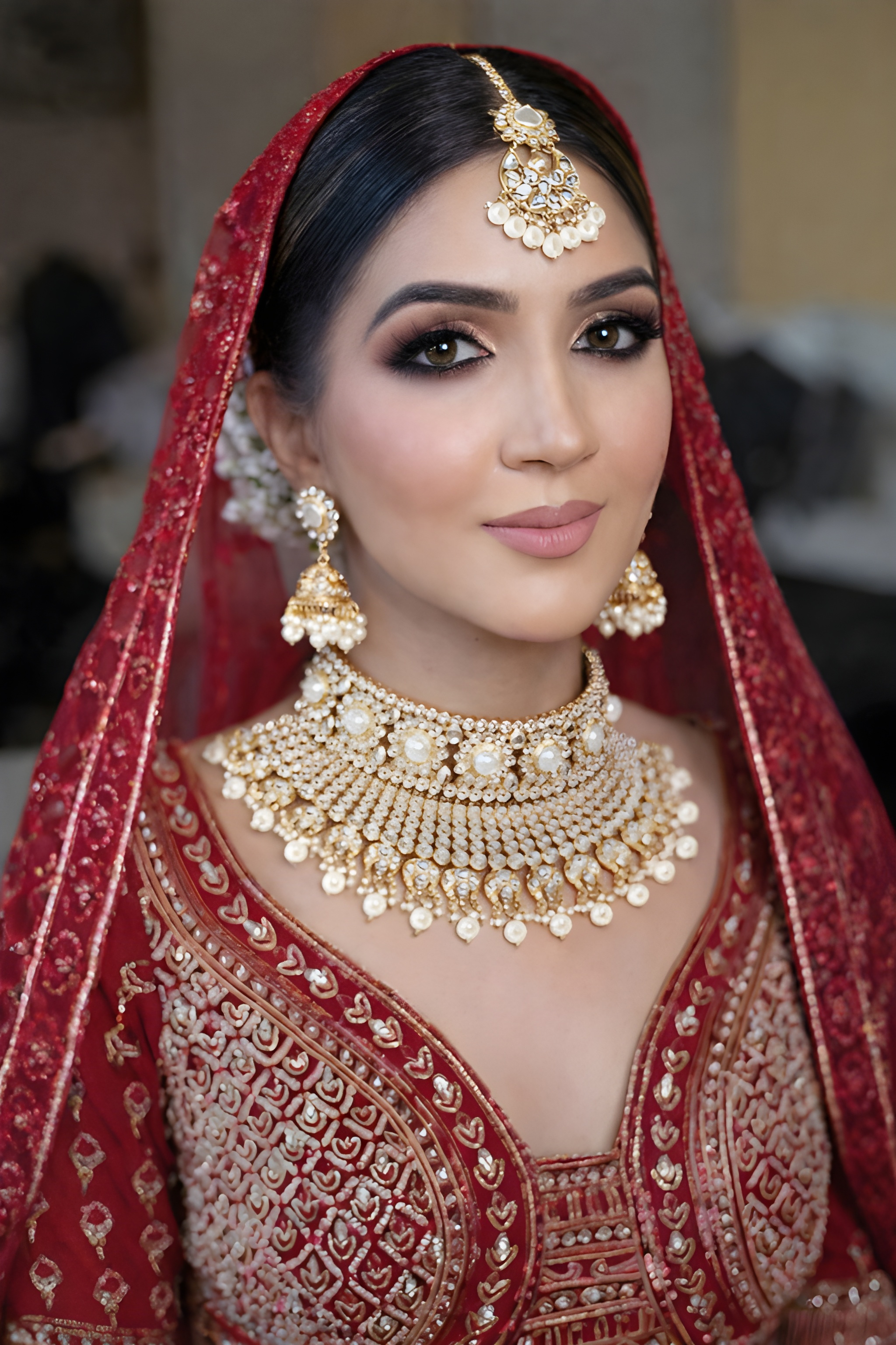 Rani Padmavati Kundan Pearl Studded Bridal Choker with Earrings Maang Tikka Jewelry Set