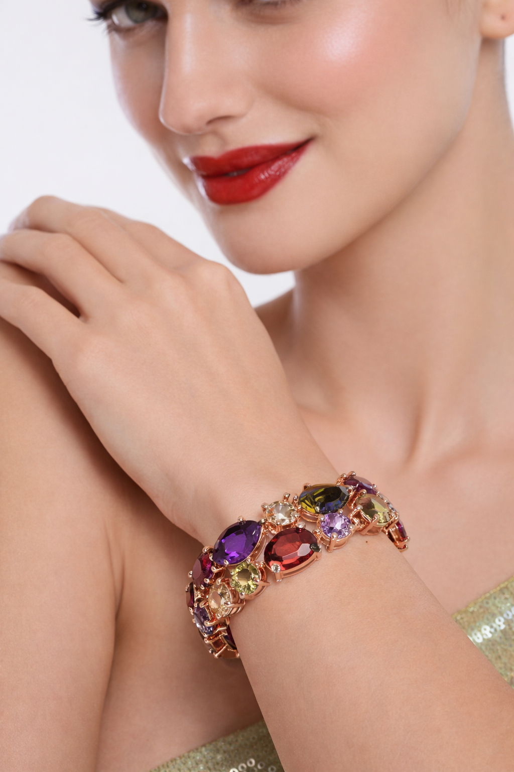 Swiss Zircon Rose Gold Crystal Bracelet