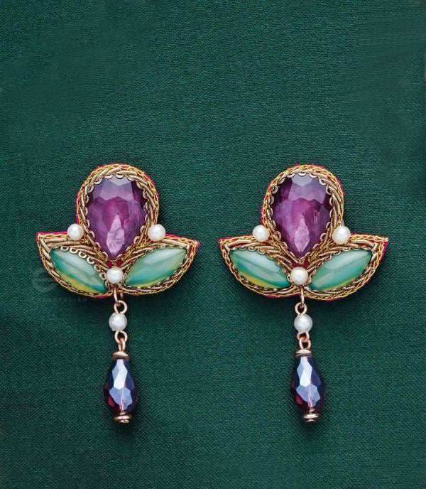 Stones, Beads, Glass and Pearl| Lightweight Ethnic & Festive  | Drop Earrings