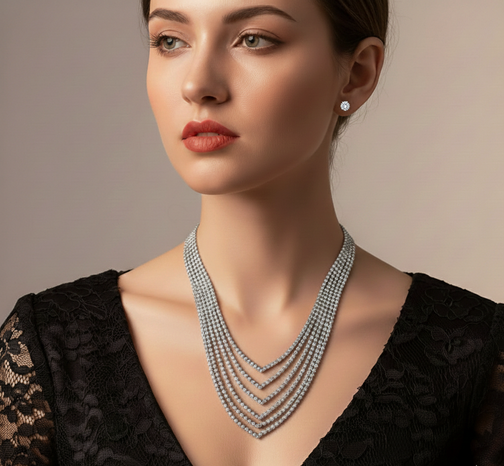 Crystal Studded Trendy Stylish Jewelry Set
