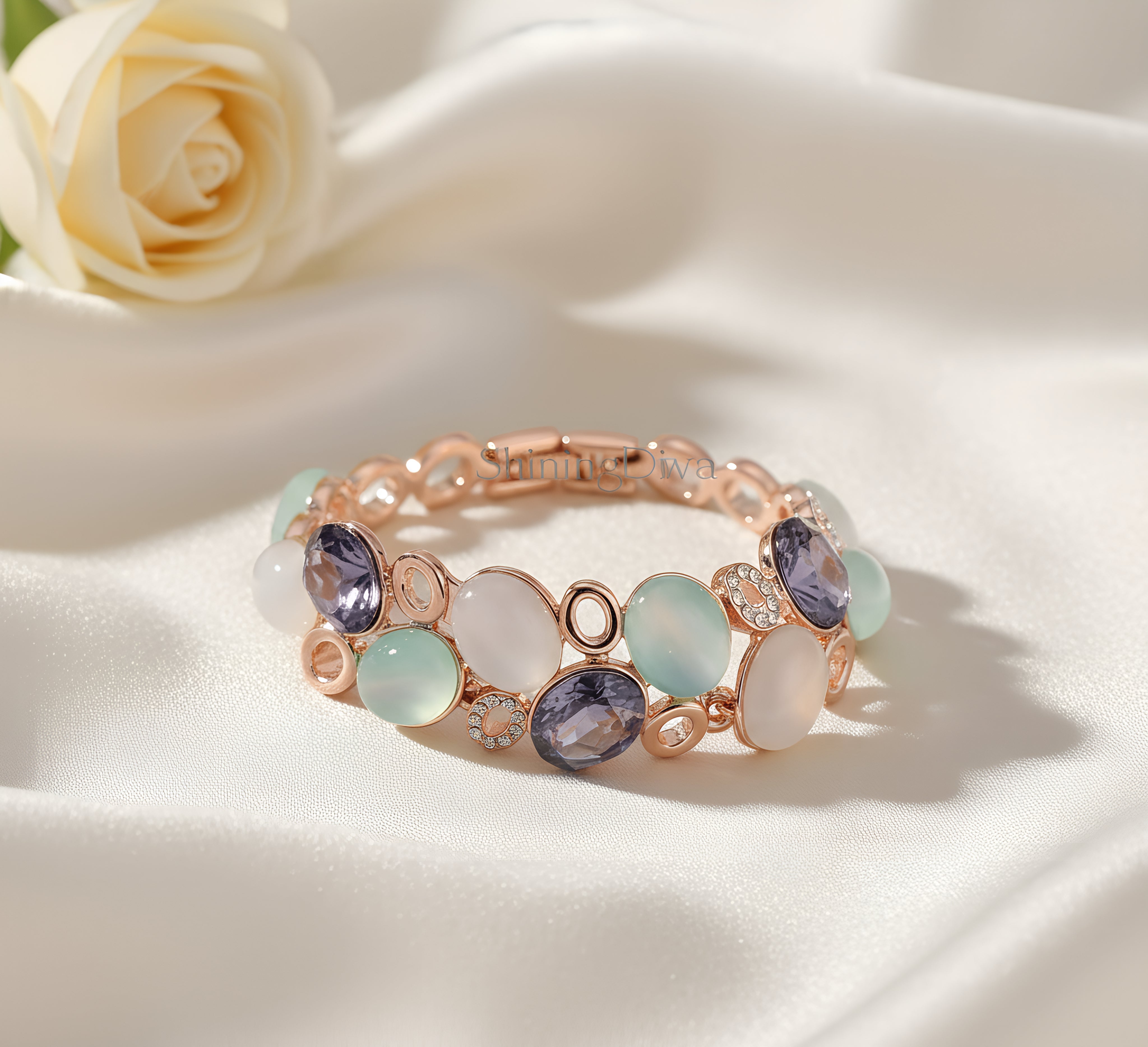 Stylish Rose Gold Austrian Crystal Bracelet For Women And Girls