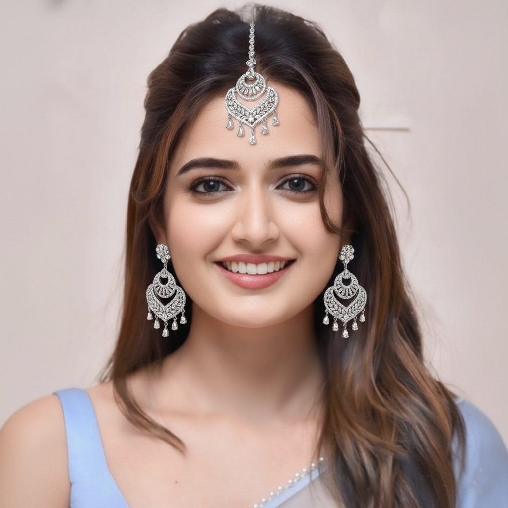 Stylish Shiny  Head Jewelry and  Earring Set