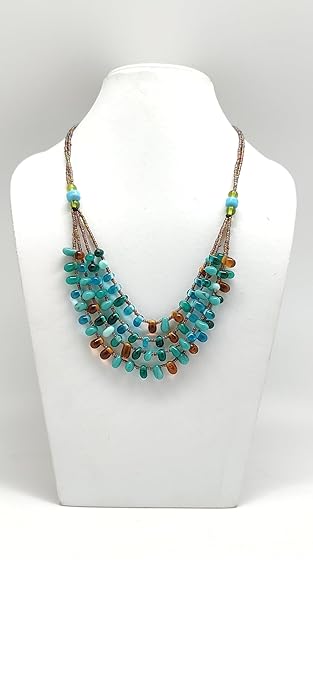 Handcrafted  Layered Glass Fashion Necklace