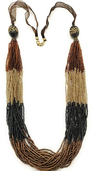 Topaz Gold Multi Glass Necklace