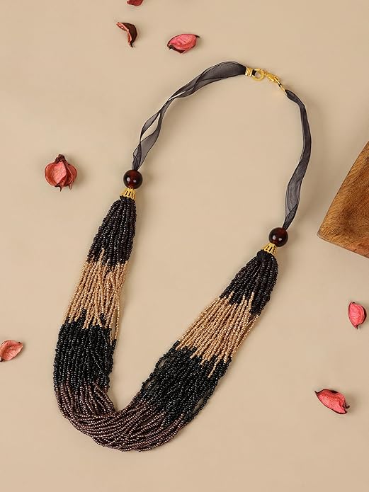 Topaz Gold Multi Glass Necklace