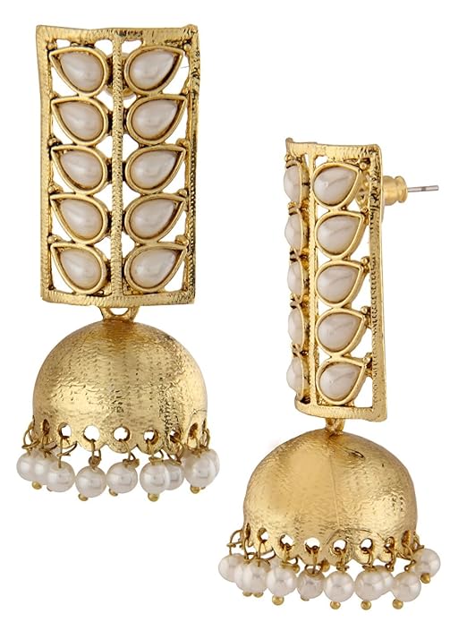Handcrafted Pearl Golden Jhumki/Jhumka Earrings